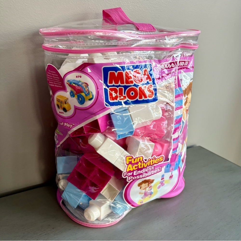 Mega Bloks Pink Blue Building Blocks First Builders 8466 Kids Toy Set 90+ pc - Picture 6 of 14